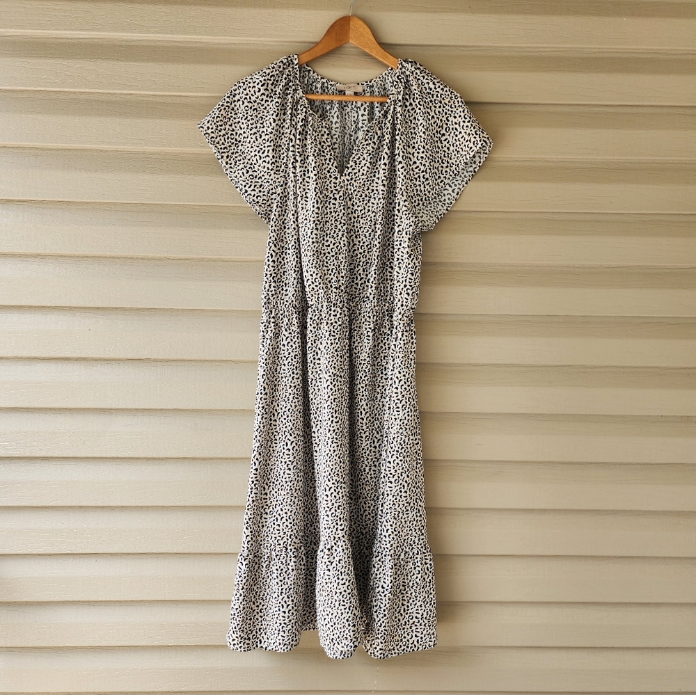 Loft leopard print midi dress size 16
